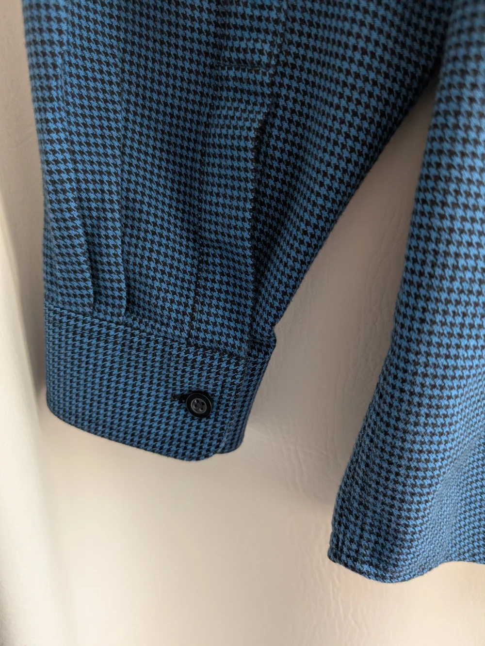 L.L. Bean Blue Black Houndstooth Cotton Flannel Button-Down Shirt - L Tall